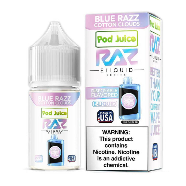 Pod Juice x Raz - Blue Razz Cotton Clouds Nicotine Salt - 30ML