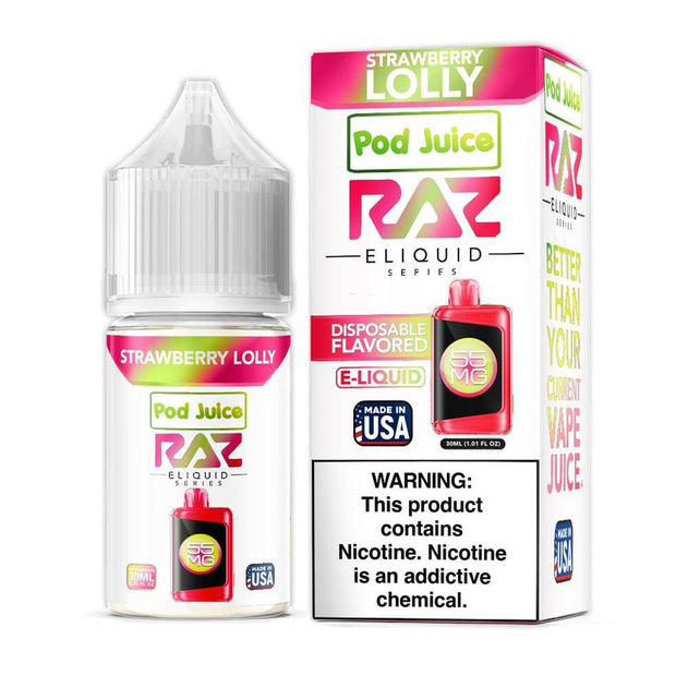 Pod Juice x Raz - Strawberry Lolly Nicotine Salt - 30mL